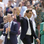 
              FILE - Switzerland's Roger Federer waves during a 100 years of Centre Court celebration on day seven of the Wimbledon tennis championships in London, on July 3, 2022. Federer announced Thursday, Sept. 15, 2022 he is retiring from tennis. (AP Photo/Kirsty Wigglesworth, File)
            