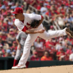 
              St. Louis Cardinals starting pitcher Jack Flaherty throws during the first inning of a baseball game against the Washington Nationals Monday, Sept. 5, 2022, in St. Louis. (AP Photo/Jeff Roberson)
            