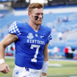 
              Kentucky quarterback Will Levis runs off the field after an NCAA college football game against Youngstown State in Lexington, Ky., Saturday, Sept. 17, 2022. (AP Photo/Michael Clubb)
            