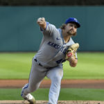 
              Kansas City Royals starting pitcher Jonathan Heasley throws against the Detroit Tigers in the first inning of a baseball game, Saturday, Sept. 3, 2022, in Detroit. (AP Photo/Jose Juarez)
            