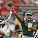 
              Charlotte quarterback Xavier Williams passes against Maryland during the first half of an NCAA college football game on Saturday, Sept. 10, 2022, in Charlotte, N.C. (AP Photo/Chris Carlson)
            