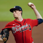 
              Atlanta Braves starting pitcher Max Fried works against the Philadelphia Phillies during the first inning of a baseball game Friday, Sept. 16, 2022, in Atlanta. (AP Photo/John Bazemore)
            