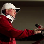 
              FILE - Arkansas football coach Bobby Petrino speaks during a news conference at a Fayetteville, Ark., on April 3, 2012, after being released from a hospital from a motorcycle accident on April 1. Petrino will return to Fayetteville on Saturday, Sept. 17, 2022, when he will lead Missouri State against his former program in a much-anticipated game for an FCS program that he's quickly turned into a juggernaut. (AP Photo/Gareth Patterson, File)
            