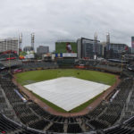 
              Truist Park is seen during a rain delay in the fifth inning of a baseball game between the Atlanta Braves and Miami Marlins, Sunday, Sept. 4, 2022, in Atlanta. (AP Photo/Hakim Wright Sr.)
            