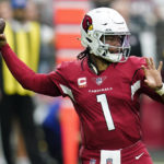 
              Arizona Cardinals quarterback Kyler Murray (1) throws against the Kansas City Chiefs during the first half of an NFL football game, Sunday, Sept. 11, 2022, in Glendale, Ariz. (AP Photo/Ross D. Franklin)
            