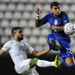 
              United States' DeAndre Yedlin, right, duels for the ball with Saudi Arabia's Hattan Sultan Bahebri during the international friendly soccer match between Saudi Arabia and United States in Murcia, Spain, Tuesday, Sept. 27, 2022. (AP Photo/Jose Breton)
            