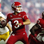 
              Rutgers quarterback Evan Simon (3) looks to pass against Iowa during the first half of an NCAA college football game, Saturday, Sept. 24, 2022, in Piscataway, N.J. (AP Photo/Noah K. Murray)
            