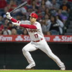 
              Los Angeles Angels designated hitter Shohei Ohtani grounds out to Oakland Athletics shortstop Nick Allen during the first inning of a baseball game in Anaheim, Calif., Wednesday, Sept. 28, 2022. (AP Photo/Alex Gallardo)
            