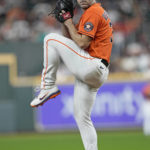 
              Houston Astros starting pitcher Justin Verlander throws against the Oakland Athletics during the first inning of a baseball game Friday, Sept. 16, 2022, in Houston. (AP Photo/David J. Phillip)
            