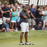 
              Anirban Lahiri reacts after missing a putt on the 18th to force a playoff during the final round of the LIV Golf Invitational-Boston tournament, Sunday, Sept. 4, 2022, in Bolton, Mass. (AP Photo/Mary Schwalm)
            