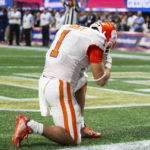
              Clemson running back Will Shipley reacts after a rushing touchdown in the first half of an NCAA college football game against Georgia Tech, Monday, Sept. 5, 2022, in Atlanta. (AP Photo/Hakim Wright Sr.)
            