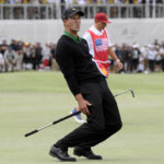 
              FILE - International team player Adam Scott of Australia grimaces after missing a putt on the 16th green in his singles match during the President's Cup golf tournament at Royal Melbourne Golf Club in Melbourne, Sunday, Dec. 15, 2019. The last Presidents Cup was so close the International team walked away with renewed hope that it had enough game and enough fight to conquer the mighty Americans. (AP Photo/Andy Brownbill, File)
            
