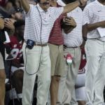 
              Alabama coach Nick Saban yells at the offense during the first half of the team's NCAA college football game against Vanderbilt, Saturday, Sept. 24, 2022, in Tuscaloosa, Ala. (AP Photo/Vasha Hunt)
            
