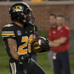 
              Missouri running back Cody Schrader scores during the first half of an NCAA college football game against Louisiana Tech Thursday, Sept. 1, in Columbia, Mo. (AP Photo/L.G. Patterson)
            