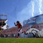 
              Denver Broncos quarterback Russell Wilson (3) takes the field prior to an NFL football game against the Houston Texans, Sunday, Sept. 18, 2022, in Denver. (AP Photo/Jack Dempsey)
            