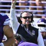 
              Northwestern head coach Pat Fitzgerald signals after the team scored a touchdown against Southern Illinois during the first half of an NCAA college football game Saturday, Sept. 17, 2022, in Evanston, Ill. (AP Photo/Matt Marton
            