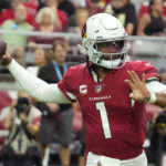 
              Arizona Cardinals quarterback Kyler Murray (1) throws against the Los Angeles Rams during the first half of an NFL football game, Sunday, Sept. 25, 2022, in Glendale, Ariz. (AP Photo/Rick Scuteri)
            