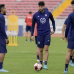 
              FILE - United States' Ricardo Pepi, center, attends a training session ahead of a qualifying soccer match for the FIFA World Cup Qatar 2022, against Costa Rica, in San Jose, Costa Rica, March 29, 2022. Pepi was picked at forward along with Josh Sargent and Jesús Ferreira for the Americans’ final two 2022 World Cup warmup matches. (AP Photo/Moises Castillo, File)
            