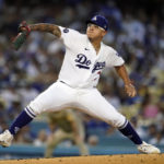 
              Los Angeles Dodgers starting pitcher Julio Urias throws to a San Diego Padres batter during the fourth inning of a baseball game Saturday, Sept. 3, 2022, in Los Angeles. (AP Photo/Marcio Jose Sanchez)
            