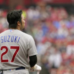 
              Chicago Cubs' Seiya Suzuki pauses after grounding out to end the top of the sixth inning of a baseball game against the St. Louis Cardinals Sunday, Sept. 4, 2022, in St. Louis. (AP Photo/Jeff Roberson)
            