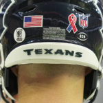 
              Houston Texans quarterback Davis Mills (10) sports a Uvalde sticker on his helmet prior to an NFL football game Sunday, Sept. 11, 2022, in Houston. (AP Photo/Eric Christian Smith)
            