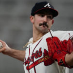 
              Atlanta Braves starting pitcher Spencer Strider throws in the eighth inning of a baseball game against the Colorado Rockies, Thursday, Sept. 1, 2022, in Atlanta. (AP Photo/John Bazemore)
            