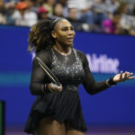 
              Serena Williams, of the United States, reacts during a match against Ajla Tomljanovic, of Austrailia, during the third round of the U.S. Open tennis championships, Friday, Sept. 2, 2022, in New York. (AP Photo/Charles Krupa)
            