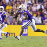 
              LSU's Malik Nabers juggles a pass before hauling it in for a first down against New Mexico during an NCAA college football game in Baton Rouge, La., Saturday, Sept. 24, 2022. (Scott Clause/The Daily Advertiser via AP)
            