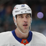 
              FILE - New York Islanders defenseman Zdeno Chara (33) is shown during a break in the second period of an NHL hockey game against San Jose Sharks in San Jose, Calif., Thursday, Feb. 24, 2022. Chara has announced his retirement Tuesday, Sept. 20, 2022,after playing 21 NHL seasons and captaining the Boston Bruins to the Stanley Cup in 2011. The 6-foot-9 defenseman from Slovakia is calling it a career at age 45. (AP Photo/Josie Lepe, File)
            