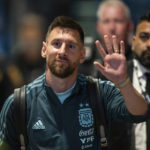 
              Argentina soccer player Lionel Messi waves to fans as he arrives to the Red Bull Arena for an international friendly soccer match against Jamaica on Tuesday, Sept. 27, 2022, in Harrison, N.J. (AP Photo/Eduardo Munoz Alvarez)
            