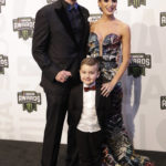
              FILE  -Driver Kyle Busch, his wife, Samantha, and son, Brexton, arrive for the NASCAR Cup Series Awards Thursday, Dec. 5, 2019, in Nashville, Tenn. Kyle Busch will move to Richard Childress Racing next season, ending a 15-year career with Joe Gibbs Racing because the team could not come to terms with NASCAR’s only active multiple Cup champion. Busch will drive the No. 8 Chevrolet for Childress in an announcement made Tuesday, Sept. 13, 2022, at the NASCAR Hall of Fame. (AP Photo/Mark Humphrey, File)
            