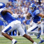 
              Kentucky quarterback Will Levis (7) runs the ball up the field during the first half of an NCAA college football game against Youngstown State in Lexington, Ky., Saturday, Sept. 17, 2022. (AP Photo/Michael Clubb)
            