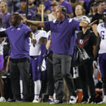 
              TCU head coach Sonny Dykes directs his team against Colorado in the second half of an NCAA college football game Friday, Sept. 2, 2022, in Boulder, Colo. (AP Photo/David Zalubowski)
            