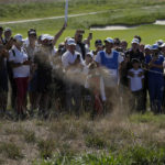 
              Rory McIlroy of Northern Ireland, hits from the rough during the Italian Open golf tournament in Guidonia Montecelio, near Rome, Italy, Sunday, Sept. 18, 2022. The Italian Open took place on the Marco Simone course that will host the 2023 Ryder Cup. (AP Photo/Alessandra Tarantino)
            