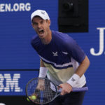 
              Andy Murray, of Great Britain, reacts during a match against Matteo Berrettini, of Italy, during the third round of the U.S. Open tennis championships, Friday, Sept. 2, 2022, in New York. (AP Photo/Seth Wenig)
            