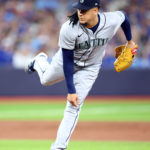 TORONTO, ON - OCTOBER 07:  Luis Castillo #21 of the Seattle Mariners delivers a pitch in the first inning during Game One of the AL Wild Card series against the Toronto Blue Jays at Rogers Centre on October 7, 2022 in Toronto, Ontario, Canada.  (Photo by Vaughn Ridley/Getty Images)
