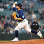SEATTLE, WASHINGTON - OCTOBER 04: Luis Torrens #22 of the Seattle Mariners pitches in the 10th inning against the Detroit Tigers at T-Mobile Park on October 04, 2022 in Seattle, Washington. (Photo by Steph Chambers/Getty Images)