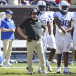 
              Kentucky head coach Mark Stoops watches during the second half of an NCAA college football game against Mississippi in Oxford, Miss., Saturday, Oct. 1, 2022. Mississippi won 22-19. (AP Photo/Thomas Graning)
            