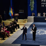 
              Yann LeCun, right, and Demis Hassabis walk after being awarded with Prince of Asturias Award for Technical and Scientific Research during the 2022 Princess of Asturias Awards ceremony in Oviedo, northern Spain, Friday, Oct. 28, 2022. The awards, named after the heir to the Spanish throne, are among the most important in the Spanish-speaking world. (AP Photo/Alvaro Barrientos)
            