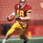 
              In a photo provided by USC Athletics, former Southern California player Matthew Gee plays in an NCAA college football game. A lawsuit alleging that the NCAA failed to protect a former Gee from repeated concussions is nearing trial in a Los Angeles court, with a jury seated Thursday, Oct. 20, 2022, in what could become a landmark case. The suit filed by Gee's widow says the former USC linebacker died in 2018 from permanent brain damage caused by countless blows to the head he took while playing for the 1990 Rose Bowl-winning team. (USC Athletics via AP)
            
