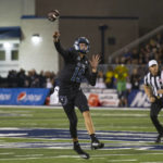 
              Nevada quarterback Nate Cox (16) throws a pass against Colorado State during the first half of an NCAA college football game in Reno, Nev., Friday, Oct. 7, 2022. (AP Photo/Tom R. Smedes)
            