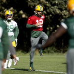 
              Green Bay Packers quarterback Aaron Rodgers trains at The Grove in Chandler's Cross, England, Friday, Oct. 7, 2022 ahead the NFL game against New York Giants at the Tottenham Hotspur stadium on Sunday. (AP Photo/David Cliff)
            