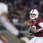 
              Stanford quarterback Tanner McKee looks to pass against Oregon State during the first half of an NCAA college football game in Stanford, Calif., Saturday, Oct. 8, 2022. (AP Photo/Godofredo A. Vásquez)
            