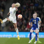 
              England's Chloe Kelly in action during the women's friendly soccer match between England and the US at Wembley stadium in London, Friday, Oct. 7, 2022. (AP Photo/Kirsty Wigglesworth)
            