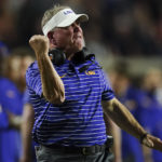 
              LSU head coach Brian Kelly reacts on the sideline in the second half of an NCAA college football game against Auburn, Saturday, Oct. 1, 2022, in Auburn, Ala. (AP Photo/John Bazemore)
            