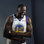 
              Golden State Warriors forward Draymond Green poses for a photograph during an NBA basketball media day in San Francisco, Sunday, Sept. 25, 2022. (AP Photo/Godofredo A. Vásquez)
            