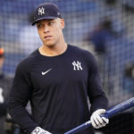 
              New York Yankees' Aaron Judge prepares to take batting practice before Game 1 of an American League Division series baseball game against the Cleveland Guardians, Tuesday, Oct. 11, 2022, in New York. (AP Photo/Frank Franklin II)
            