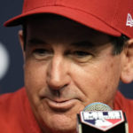 
              Philadelphia Phillies manager Rob Thomson speaks to the media ahead of Game 1 of the baseball World Series between the Houston Astros and the Philadelphia Phillies on Thursday, Oct. 27, 2022, in Houston. Game 1 of the series starts Friday. (AP Photo/Eric Gay)
            