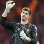 
              Belgium goalkeeper Thibaut Courtois during the UEFA Nations League soccer match between the Netherlands and Belgium at the Johan Cruyff ArenA in Amsterdam, Netherlands, Sunday, Sept. 25, 2022. (AP Photo/Peter Dejong)
            