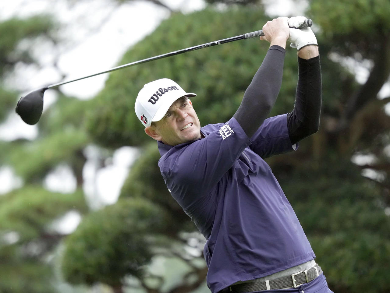 Brendan Steele plays a shot at the Zozo Championship in Inzai, Chiba prefecture, Japan Thursday, Oc...